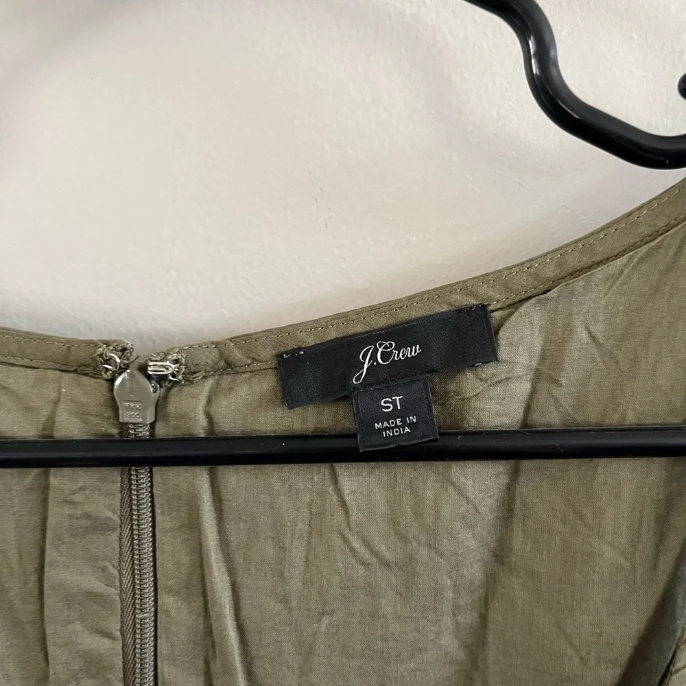 J. Crew Olive Green Midi Dress with Lace Trim